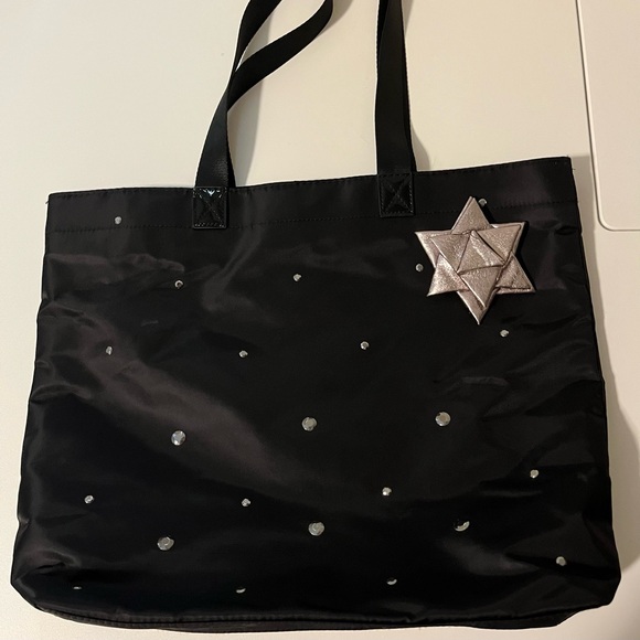 Handbags - Elegant Black Tote Bag with Silver Accents